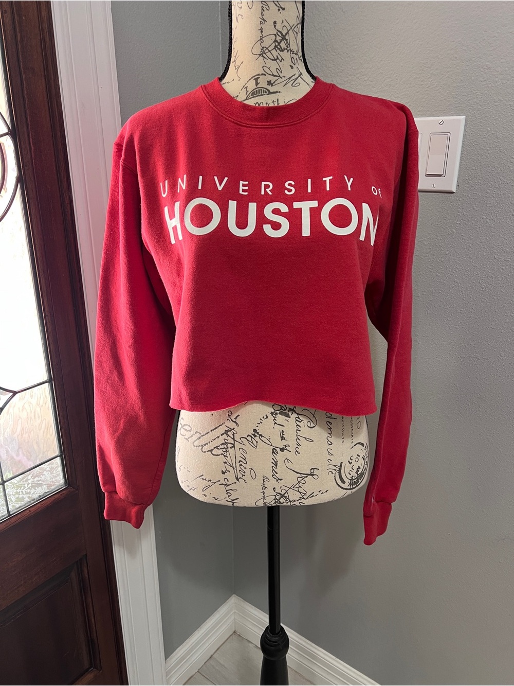 Champion University of Houston Houston Cougars Cropped Sweatshirt Red Small
